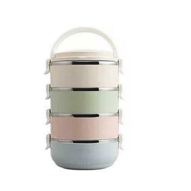 1-4 Layers Round Stainless Steel Thermal Insulated Lunch Box Food Container 